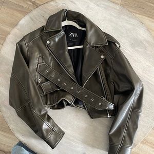 Zara Distressed Leather Jacket